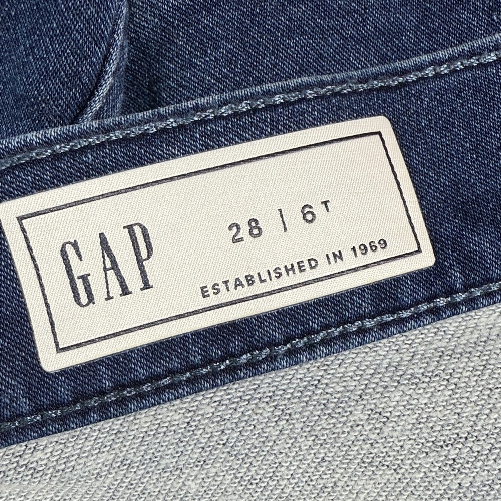 Gap High Rise Knit Horseshoe Barrel Leg Jeans W2252 Sz 28 / 6 Tall - Picture 10 of 12